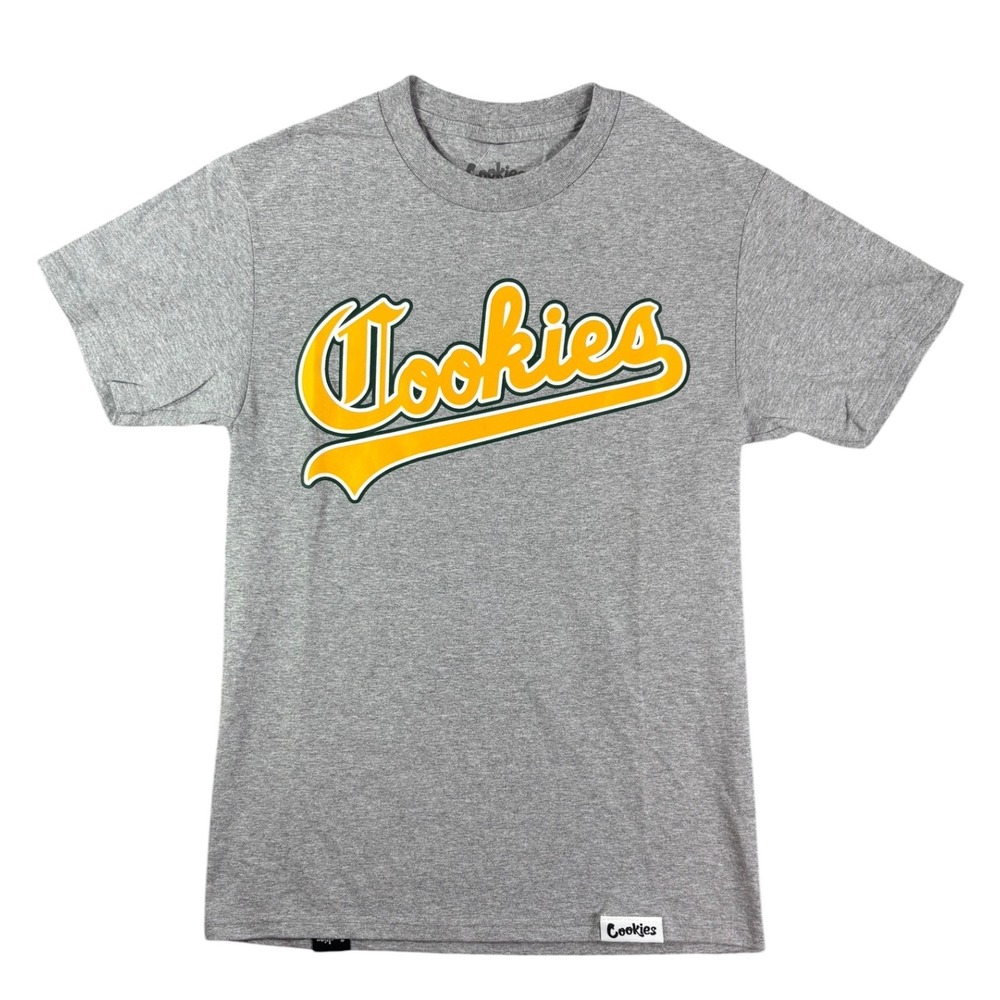 Cookies Ivy League SS Tee Heather Grey Forest Green Mens Small CM241TSP96 New